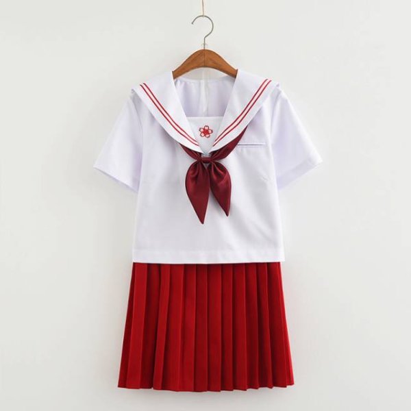 画像2: 大きいサイズあり 可愛い赤いスカート セーラー学生服 女子高生制服 コスプレ 衣装 通販