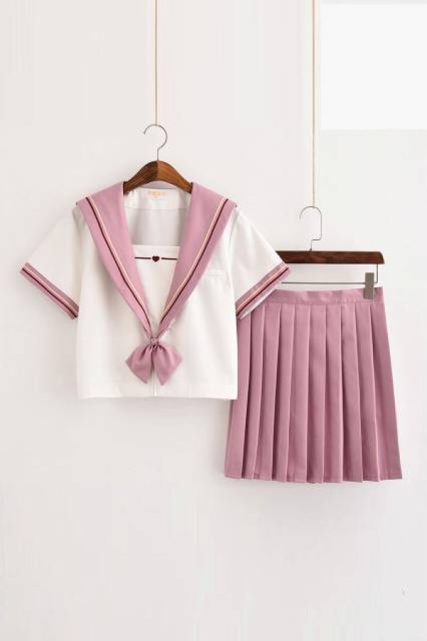 画像1: 大きいサイズあり　ピンクの可愛いスタンダードセーラー服 　学生服 女子高生制服 コスプレ 衣装 通販