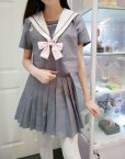 画像3: ピンクの桜刺繍が可愛いグレーセーラー服 学生服 女子高生制服 コスプレ 衣装 通販