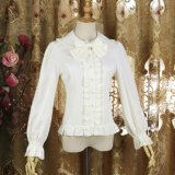 ガールロリータドレスにシンプルなシフォン　リボン長袖シャツブラウス コスプレ 衣装 通販 オーダーメイド