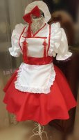 画像2: 可愛い6点セット赤の巫女風メイドカフェ服メイドロリータ服 コスプレ 衣装 通販 オーダーメイド (2)