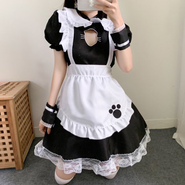 画像1: 胸元オープン　猫メイド服　コスプレ 衣装 通販 オーダーメイド