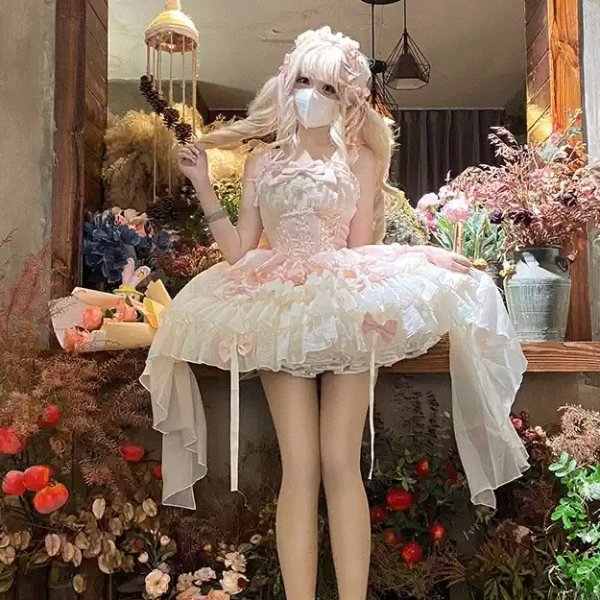 画像4: ロリィタ Lolita ロリータドレス ゆめかわいい ジャンスカ ミニ丈 ジャンパースカート ダンス 姫様 ゴージャス ゴスロリ 甘ロリ 　コスプレ衣装