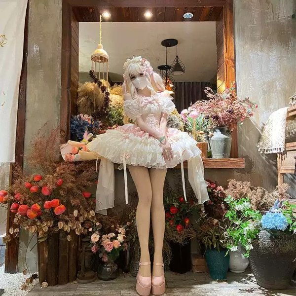 画像3: ロリィタ Lolita ロリータドレス ゆめかわいい ジャンスカ ミニ丈 ジャンパースカート ダンス 姫様 ゴージャス ゴスロリ 甘ロリ 　コスプレ衣装