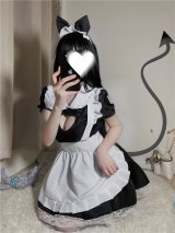 メイド服 コスプレ 大人 かわいい メイドドレス ワンピース ロリータ 仮装 メイドコス カチューシャ  セット　コスプレ衣装　