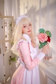 画像2: 可愛い　ライトブルーとピンクのロリータメイド衣装　ロング丈　コスチューム 　コスプレ衣装　 (2)