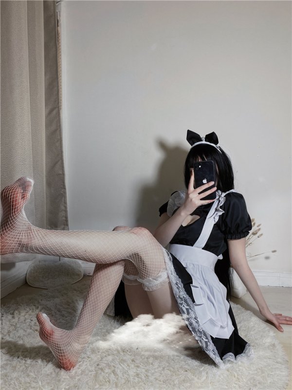 画像2: メイド服 コスプレ 大人 かわいい メイドドレス ワンピース ロリータ 仮装 メイドコス カチューシャ  セット　コスプレ衣装　