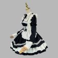 画像3: クラシック メイド服 コスチューム セット ブラック＆ホワイト レース装飾 リボン付き 付け袖 長袖ワンピース