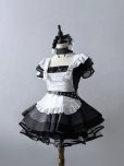 画像11: レトロな黒と白のストライプロリータメイド服　 大きいサイズ　コスプレ衣装