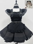 画像1: レトロな黒と白のストライプロリータメイド服　 大きいサイズ　コスプレ衣装 (1)