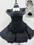 画像12: レトロな黒と白のストライプロリータメイド服　 大きいサイズ　コスプレ衣装