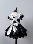 画像7: レトロな黒と白のストライプロリータメイド服　 大きいサイズ　コスプレ衣装