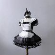 画像6: レトロな黒と白のストライプロリータメイド服　 大きいサイズ　コスプレ衣装