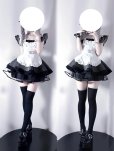 画像5: レトロな黒と白のストライプロリータメイド服　 大きいサイズ　コスプレ衣装