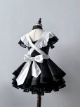 画像10: レトロな黒と白のストライプロリータメイド服　 大きいサイズ　コスプレ衣装