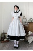 画像3: かわいい白黒ロングスカートメイド服　長袖　半袖イギリスの執事　コスプレ衣装
