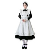 かわいい白黒ロングスカートメイド服　長袖　半袖イギリスの執事　コスプレ衣装