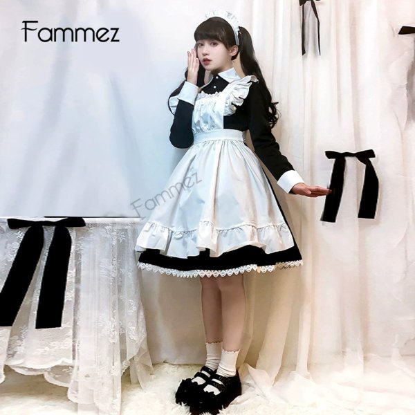 画像3: フリフリエプロン　可愛いメイド服 ミニ丈ワンピース コスチューム 半袖 フリル カチューシャ付き 蝶結び コスプレ衣装
