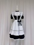 画像5: 英国風　可愛いメイド服 ミニ丈ワンピース コスチューム 半袖 フリル カチューシャ付き 蝶結び コスプレ衣装 (5)