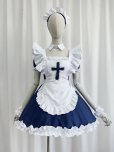 画像6: 十字架　可愛いメイド服 ミニ丈ワンピース コスチューム 半袖 フリル カチューシャ付き 蝶結び コスプレ衣装 (6)