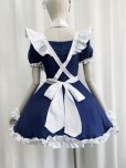 画像8: 十字架　可愛いメイド服 ミニ丈ワンピース コスチューム 半袖 フリル カチューシャ付き 蝶結び コスプレ衣装 (8)