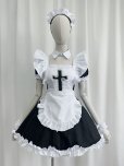 画像5: 十字架　可愛いメイド服 ミニ丈ワンピース コスチューム 半袖 フリル カチューシャ付き 蝶結び コスプレ衣装 (5)