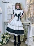 画像7: 英国風　可愛いメイド服 ミニ丈ワンピース コスチューム 半袖 フリル カチューシャ付き 蝶結び コスプレ衣装 (7)