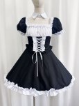 画像3: 十字架　可愛いメイド服 ミニ丈ワンピース コスチューム 半袖 フリル カチューシャ付き 蝶結び コスプレ衣装 (3)