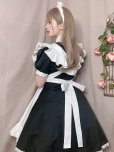 画像6: 英国風　可愛いメイド服 ミニ丈ワンピース コスチューム 半袖 フリル カチューシャ付き 蝶結び コスプレ衣装 (6)
