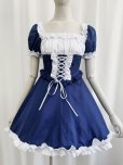 画像10: 十字架　可愛いメイド服 ミニ丈ワンピース コスチューム 半袖 フリル カチューシャ付き 蝶結び コスプレ衣装 (10)