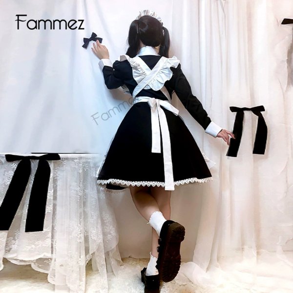 画像4: フリフリエプロン　可愛いメイド服 ミニ丈ワンピース コスチューム 半袖 フリル カチューシャ付き 蝶結び コスプレ衣装