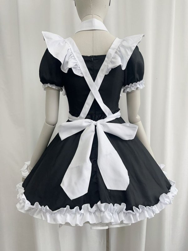 画像2: 十字架　可愛いメイド服 ミニ丈ワンピース コスチューム 半袖 フリル カチューシャ付き 蝶結び コスプレ衣装