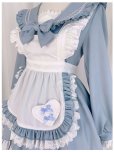 画像9: レトロなセーラー服風可愛いメイド服 ミニ丈ワンピース コスチューム 半袖 フリル カチューシャ付き 蝶結び コスプレ衣装 (9)