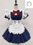 画像1: エプロン付き可愛いメイド服 ミニ丈ワンピース コスチューム 半袖 フリル カチューシャ付き 蝶結び コスプ衣装 (1)