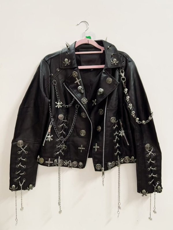画像5: パンクレザージャケット、ヒップホップレザージャケット、ロックレザージャケット、ヘビーデューティーレザージャケット、スタッズ　コスプレ 衣装 通販 オーダーメイド