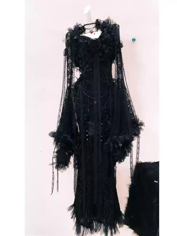 画像1: ゴシックドレス、ダークスタイルのドレス、ゴシックダークレディース服、レースドレス、宮廷スタイルのクラシックドレス　コスプレ 衣装 通販 オーダーメイド　コスプレ 衣装 通販 オーダーメイド