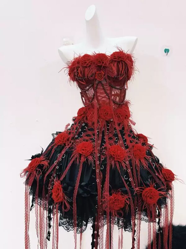 画像1: ゴシックスタイルのセクシーなヨーロッパとアメリカのホットガールの衣装ステージパフォーマンス音楽フェスティバルスーツレースコスプレ 衣装 通販 オーダーメイド