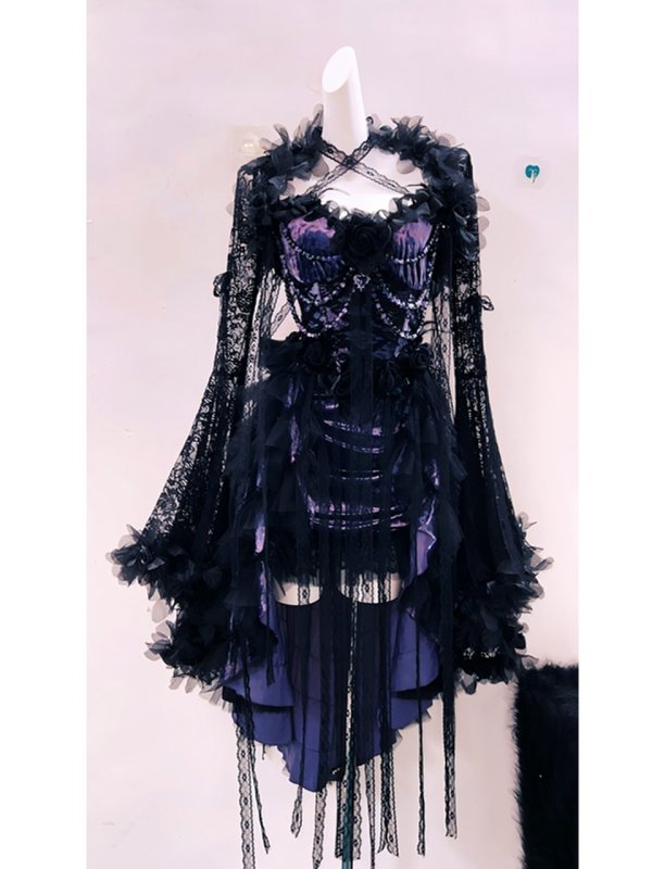 画像2: オリジナルの紫色のロングドレス、エレガントで洗練された、中世ゴシックスタイルの高級スリミングドレスコスプレ 衣装 通販 オーダーメイド