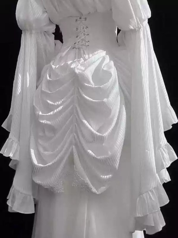 画像12: 仮装舞踏会 ロリータ ハイウエストスカート lolita 上着 ダーク系ゴシック風 ロング ジャンスカ lolita cla 仮装舞踏会 ハロウィン 黒 白 ワンピース ロリータ フィッシュテール リボン レディース ゴスロリ 姫系 プリンセス風 コスプレコーディネート かわいい 仮装