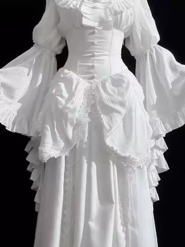 画像13: 仮装舞踏会 ロリータ ハイウエストスカート lolita 上着 ダーク系ゴシック風 ロング ジャンスカ lolita cla 仮装舞踏会 ハロウィン 黒 白 ワンピース ロリータ フィッシュテール リボン レディース ゴスロリ 姫系 プリンセス風 コスプレコーディネート かわいい 仮装