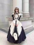 画像1: 英国風　ロングメイド服　ダークロリータ ゴシック レトロ エレガント パフスリーブ ブラック メイドエプロン ドレス セット (1)