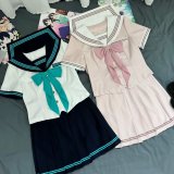 グリーンとピンクの可愛いセーラー服　長袖　半袖　女子高生 ハロウィンJK 制服 コスチューム 女子制服 