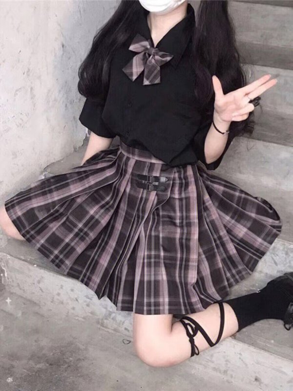 画像2: チェックスカート　ブラック　セーラー服 女子高生 ハロウィンJK 制服 コスチューム 女子制服 