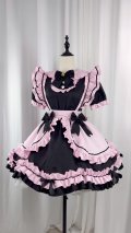 黒とピンクのロリータメイド服　メイドドレス　コスプレ 衣装 通販 オーダーメイド