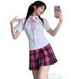 画像1: 送料無料！！コスプレベース用　女子高生用ピンクチェックプリーツスカート コスプレ 衣装 通販 オーダーメイド (1)