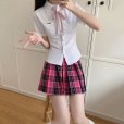 画像2: 送料無料！！コスプレベース用　女子高生用ピンクチェックプリーツスカート コスプレ 衣装 通販 オーダーメイド (2)