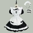 画像1: 和製黒クラシックメイド服ソフトガールロリータロリータメイドカフェドレス (1)