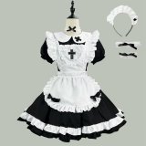 和製黒クラシックメイド服ソフトガールロリータロリータメイドカフェドレス