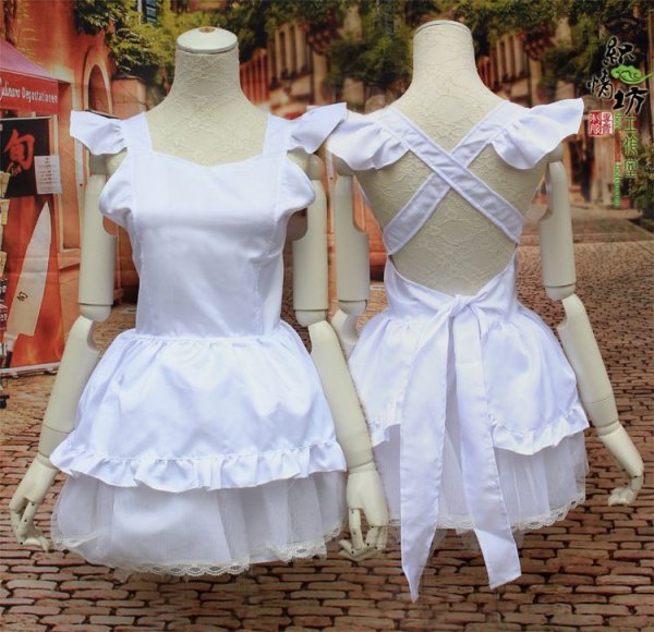 画像1: ホワイトの萌え系メイド 風 コスプレ 衣装 通販 オーダーメイド