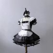画像6: レトロな黒と白のストライプロリータメイド服　 大きいサイズ　コスプレ衣装 (6)